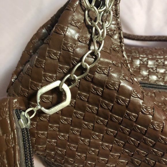 Brown Satchel Bag w/ Coin Purse Charm - Picture 4 of 15